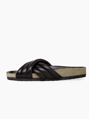 ISABEL MARANT BLACK LEATHER HOLDEN SLIDE SANDALS SZ 40